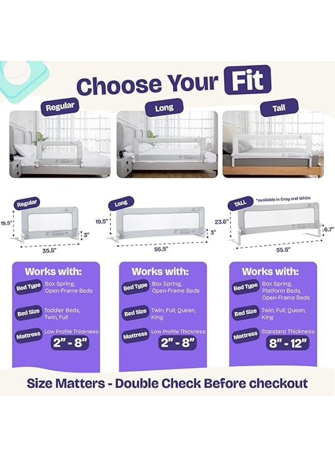 LONG TODDLER BED RAILS - BABY BED RAIL GUARD FOR KIDS, TWIN, FULL, KING AND QUEEN BEDS - ADJUSTABLE BED RAIL FOR TODDLERS - BABY BED SIDE BEDRAILS - GRAY, LONG (55.5" X 19.5"), PACK OF 1 - Image 3